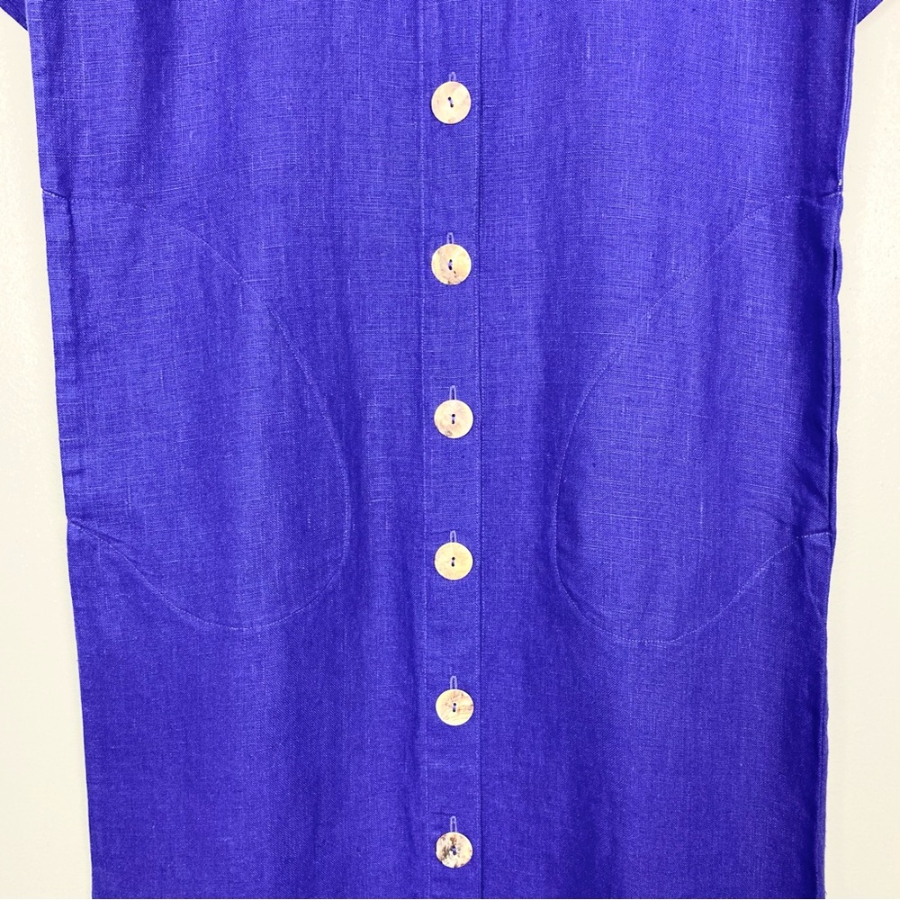 Vintage 100% Linen Maxi Dress Women’s Size S Button Front Straight Shift Column - Picture 3 of 9